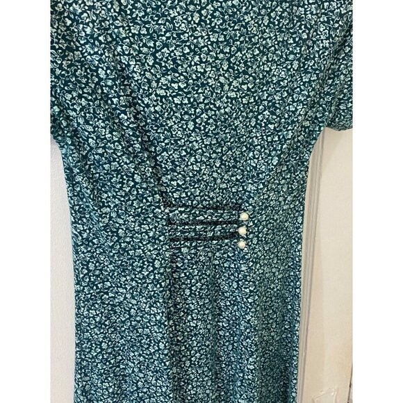 Vintage Ms Conduct California Women's Green Floral Short Sleeve Jersey Dress - 6 - Picture 7 of 14